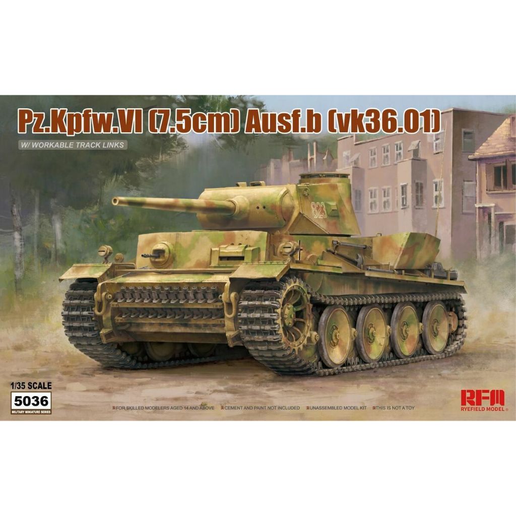 พลาสติก โมเดล ประกอบ RYE FIELD MODEL ( RFM ) สเกล 1/35 Pz.kpfw.VI Ausf.b (vk36.01) w/workable track 