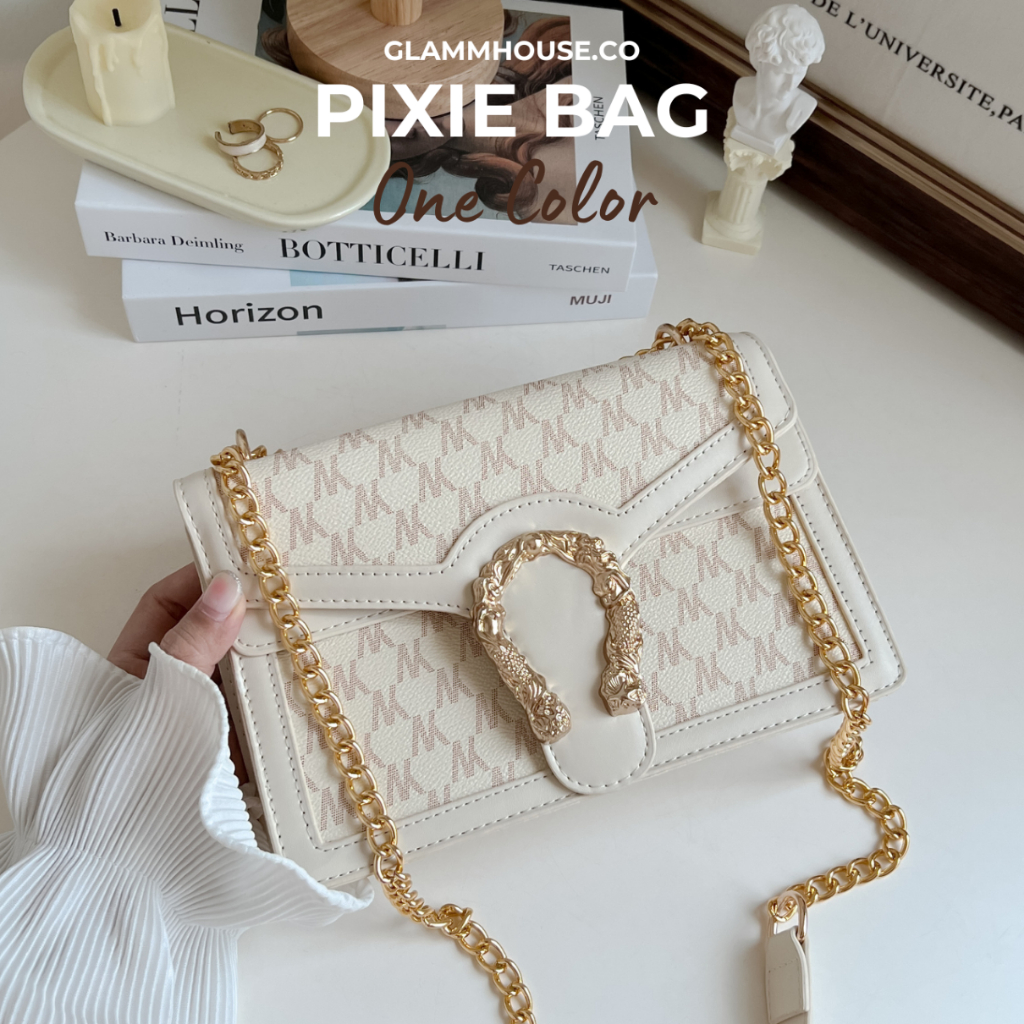 Glammhouse - Pixie bag กระเป๋าหนัง Pu ทรงแข็ง อะไหล่สีทองสวย ใบนี้มาสไตล์เรียบหรู ดูดี