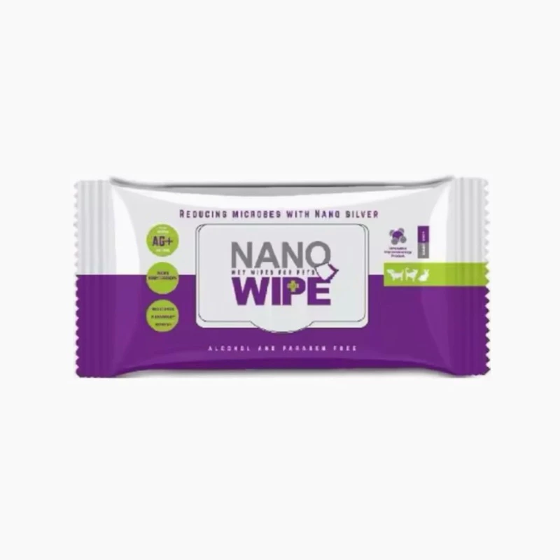 Nano Wipe ทิชชู่เปียกทำความสะอาดสำหรับสัตว์เลี้ยง อ่อนโยน ไม่มีแอลกกอฮอล์และพาราเบนลดการสะสมของเชื้อโรค80แผ่น เเบบ1-5ห่อ