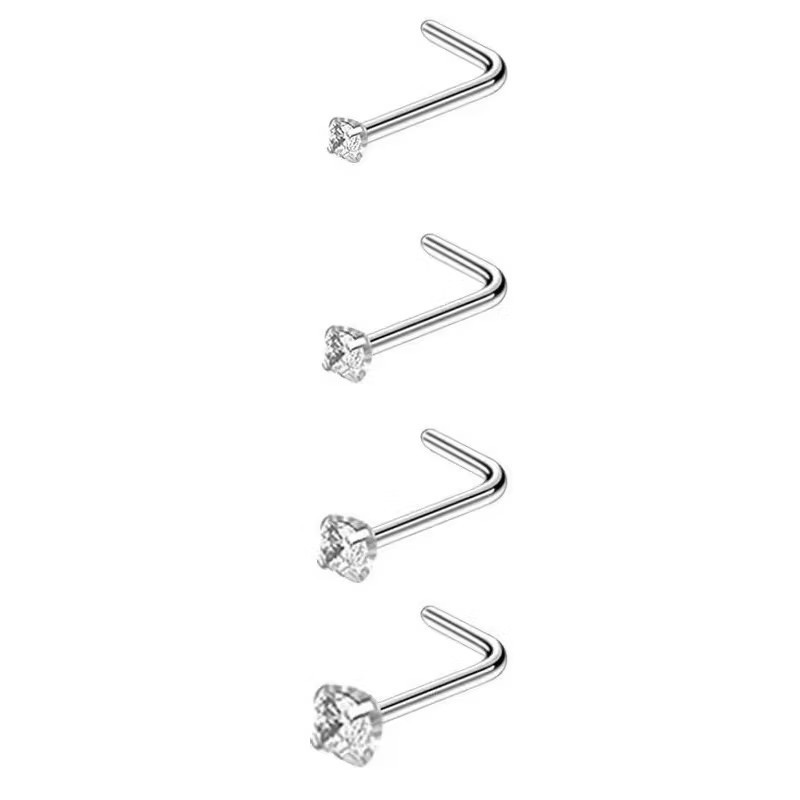 NSLเงินแท้ (1pc.) จิวจมูกCZ เงินแท้ 92.5% แพ้ง่ายใส่ได้ จิวจมูก Nose Stud Silver925