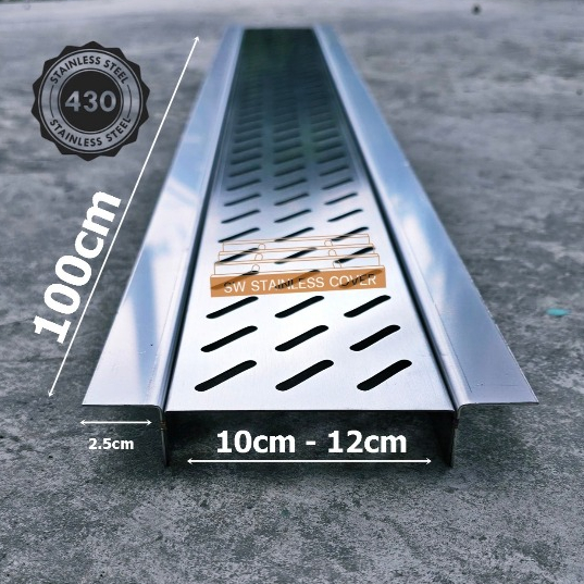 ฝาปิดรางระบายแบบปีกเกาะขอบวัสดุ Stainless 100cm