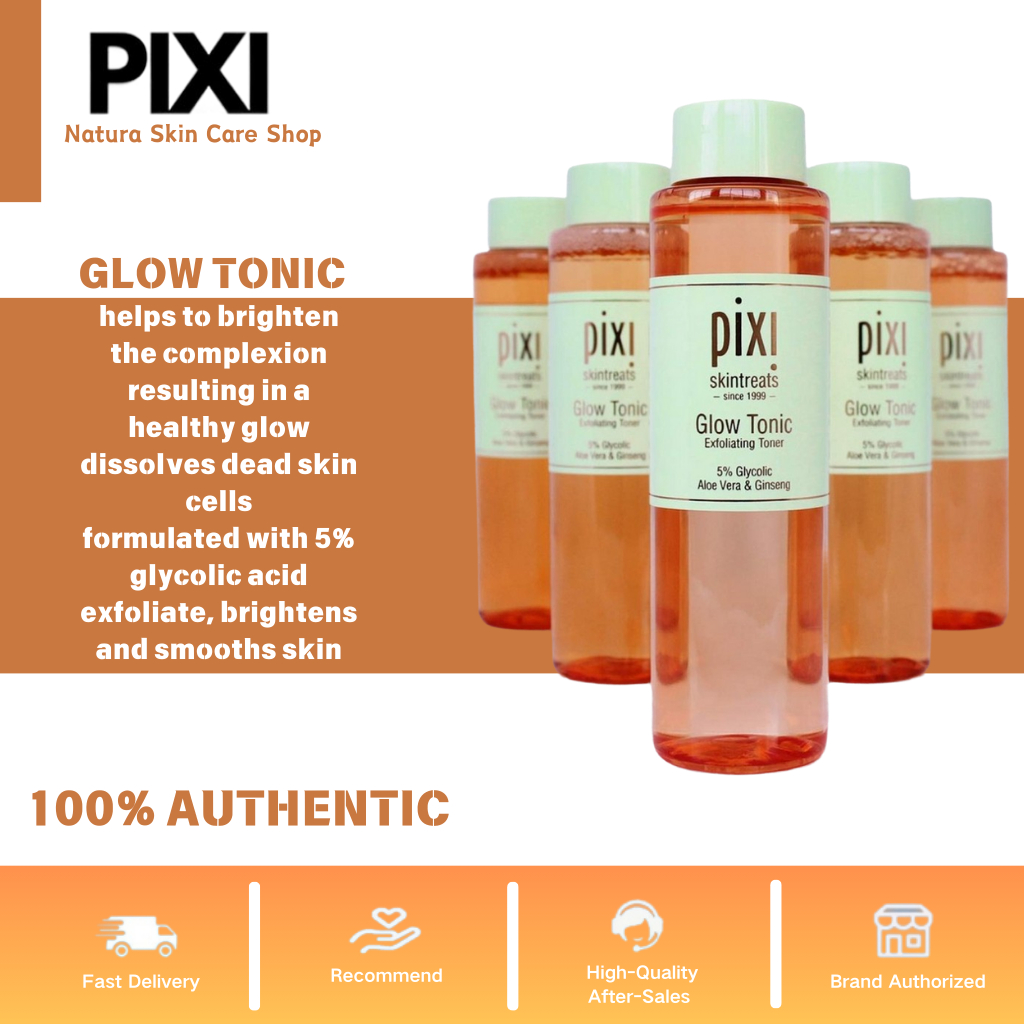 ใหม่ %ของแท้ Pixi Glow Tonic 5% Glycolic Acid Exfoliating Toner 250ml Exfoliating ผิวกระจ่างใส ลดสิว โทนเนอร์ ลดสิว