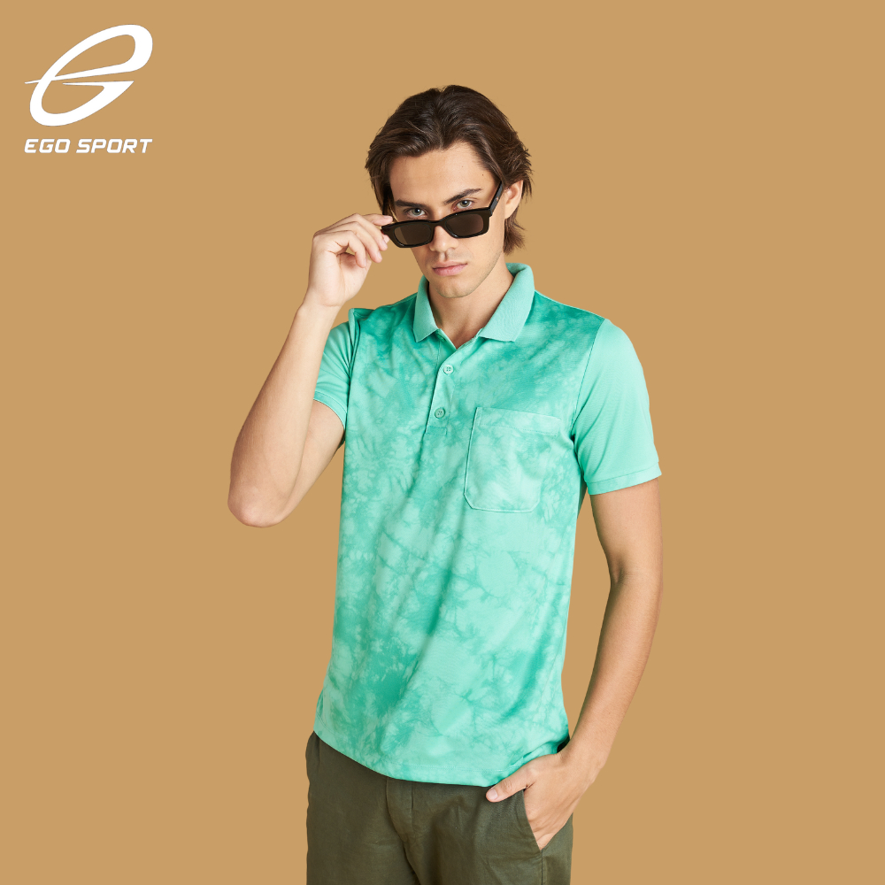 EG6189  เสื้อโปโลผู้ชายพิมพ์ลาแขนสั้นแต่งลายมัดย้อม  EGO SPORT