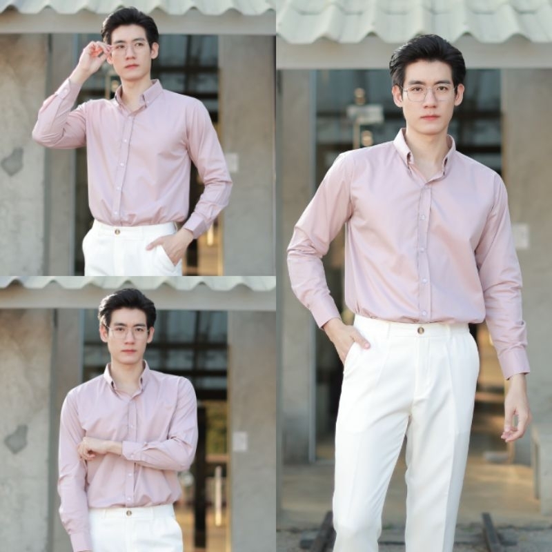เสื้อเชิ้ตคอปกสุด Premium สี Silve Pink