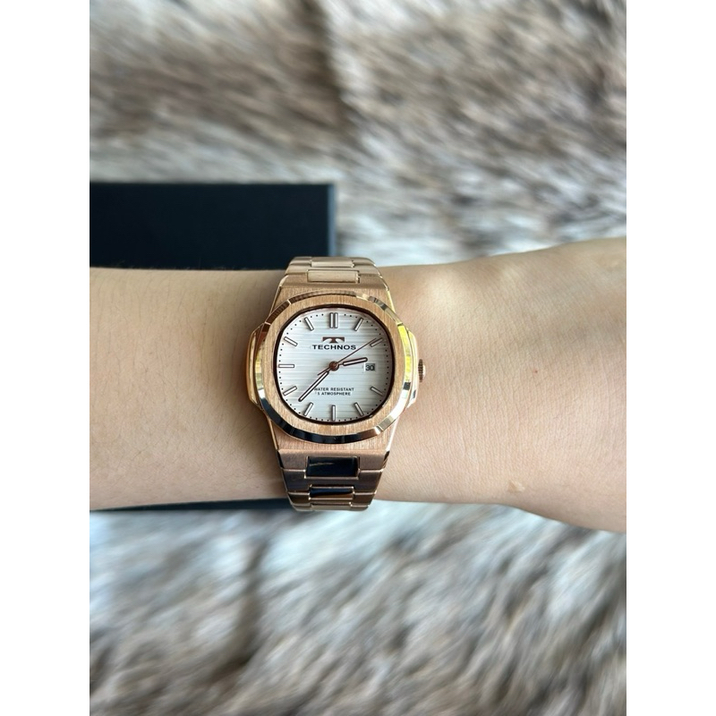 ⌚️Technos Swiss Rode Gold Dial Date Ladies Watch