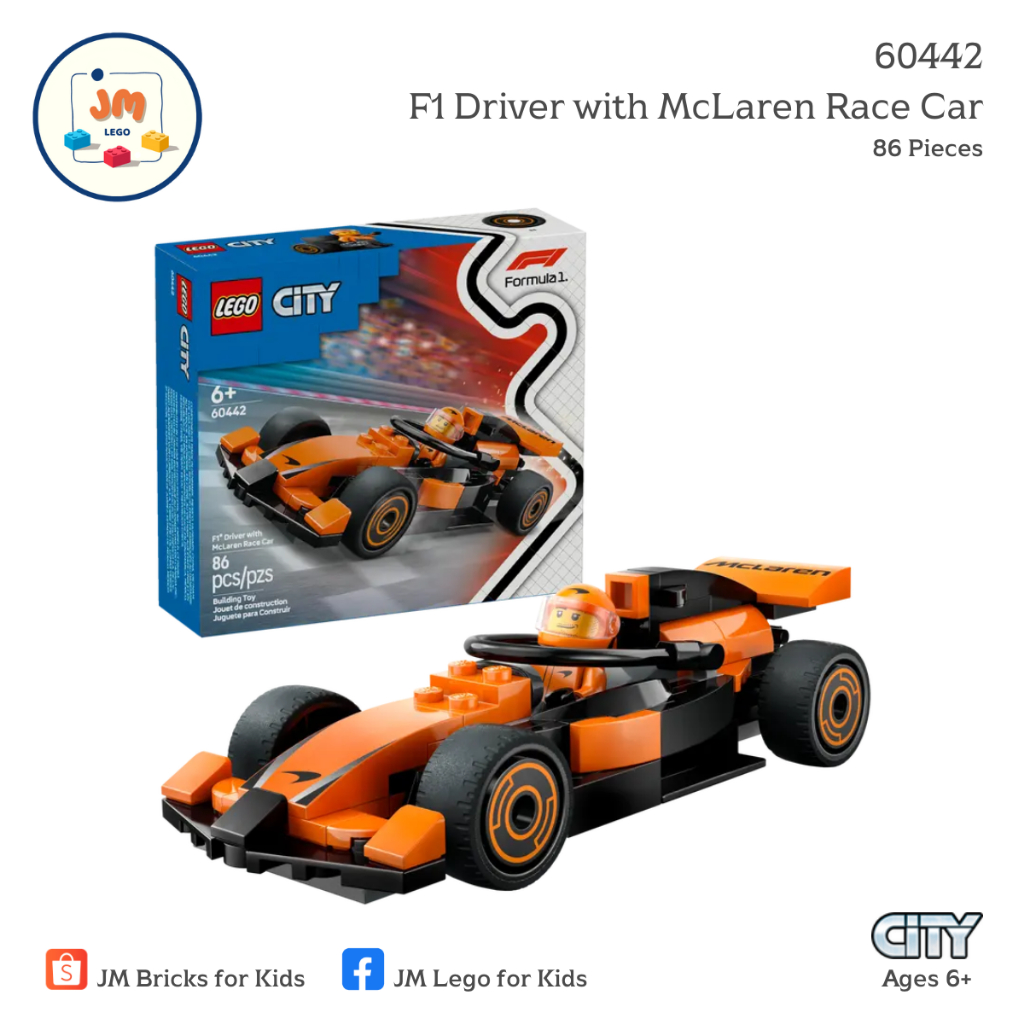 LEGO City 60442 F1 Driver with McLaren Race Car (86 Pieces) สำหรับเด็กอายุ 6 ปีขึ้นไป Brick Toy