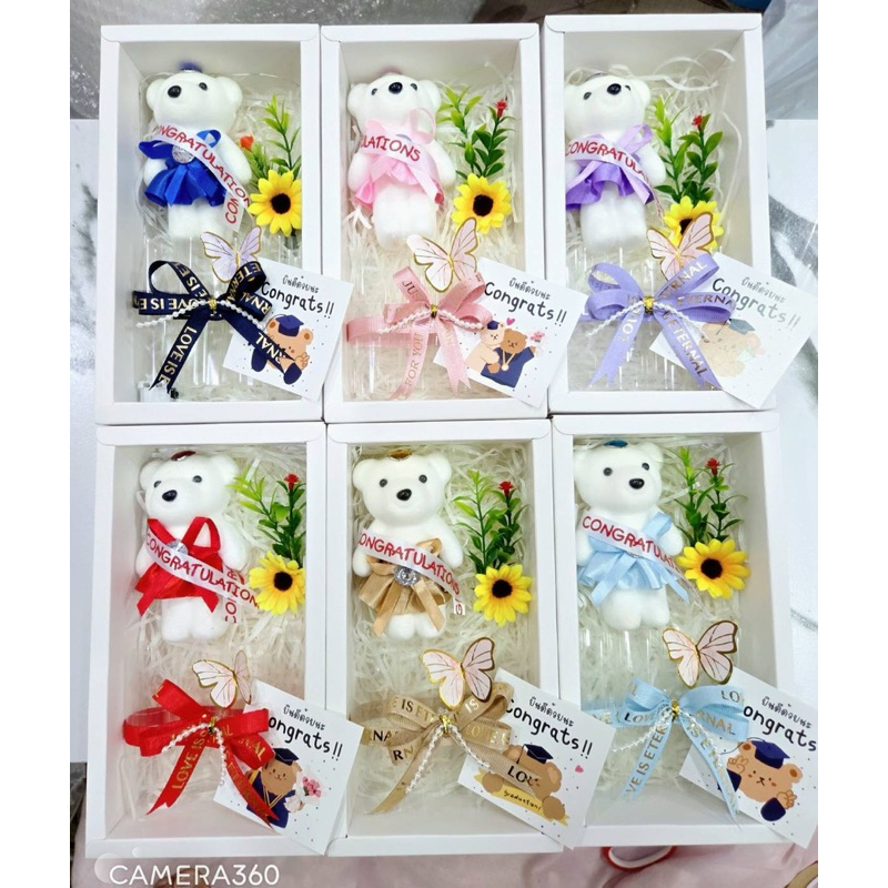 น้องหมี congratulations ใส่ธนบัตรได้ 4 ช่อง มีไฟ มีการ์ดให้ค่ะ