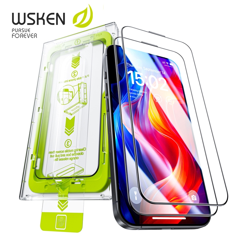 Wsken 2.5D ฟิล์มกระจก สำหรับ iPhone 17Pro ฟิล์ม 16 / 15 / 14 / 13 / 12 / 11 / Plus / Pro Max / Pro ฟิล์มกระจก เต็มจอมอง