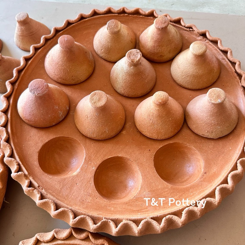 กระทะหลุม กระทะขนมครก กระทะขนมครกดินเผา (ได้ทั้งกระทะหลุมและฝาปิด)