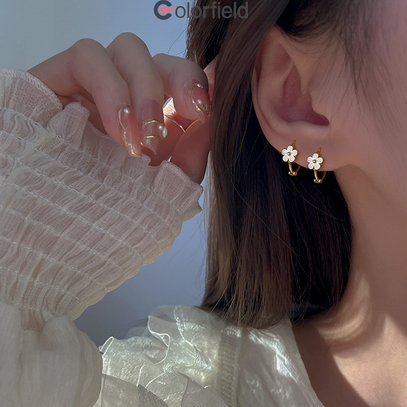Colorfield ต่างหูสตั๊ด เงิน S925 จี้รูปดอกเดซี่ ดาว  สไตล์เกาหลี วินเทจ แฟชั่นเรียบง่าย เครื่องประดับ สําหรับผู้หญิง