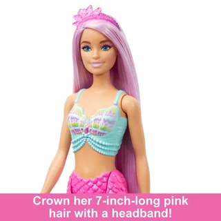 Barbie Mermaid Doll With 7-inch-Long Fantasy Hair & Accessories บาร์บี้ เมอร์เมดพร้อมอุปกรณ์ทำผม HRR00 ID