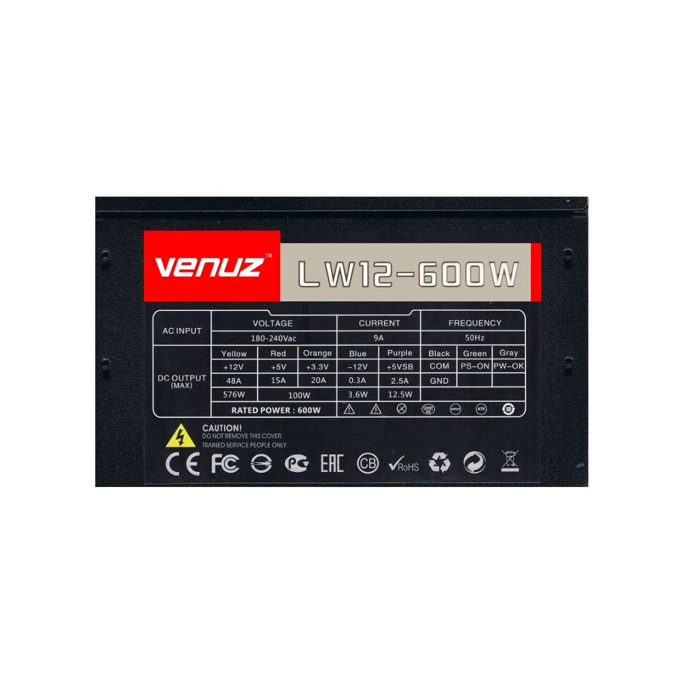 POWER SUPPLY (อุปกรณ์จ่ายไฟ) VENUZ 600W LPW12-600W - Black