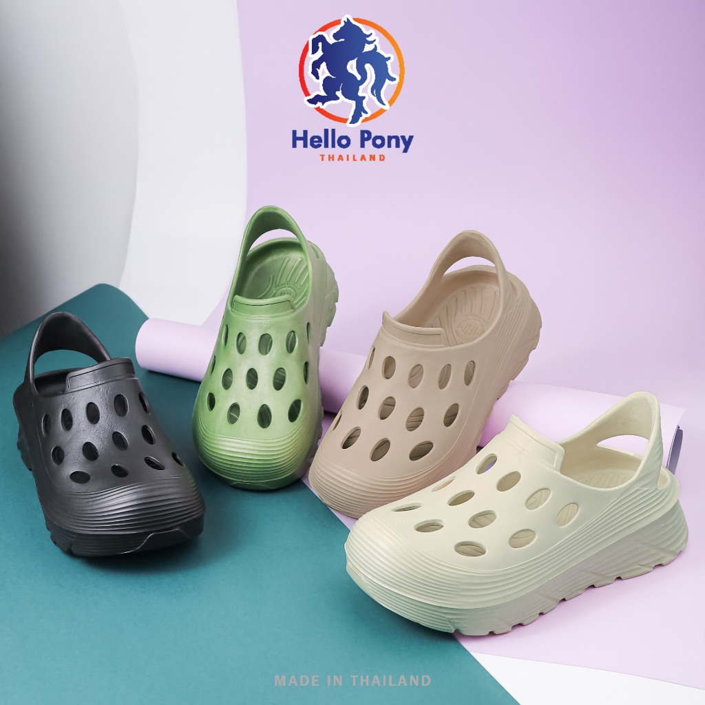 Hello Pony รองเท้ารัดส้น รองเท้าแตะ แฟชั่นผู้ชายผู้หญิง ยาง EVA พื้นหนานุ่ม น้ำหนักเบา รุ่น MHM4006