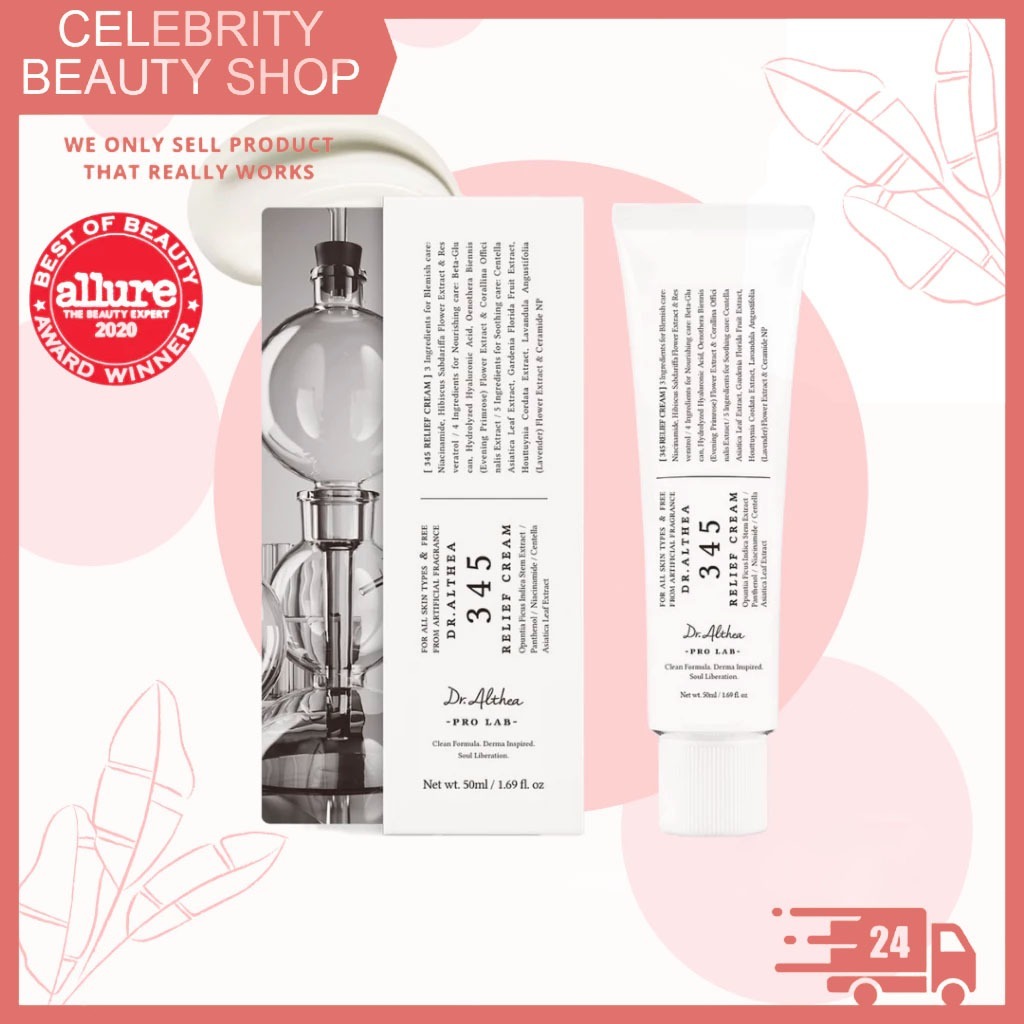 ครีมลด345 ครีมสำหรับผิวหน้าที่ช่วยบรรเทาการอักเสบ และฟหองช่วยให้ผิวขาวใส Dr Althea 345 Relief Cream
