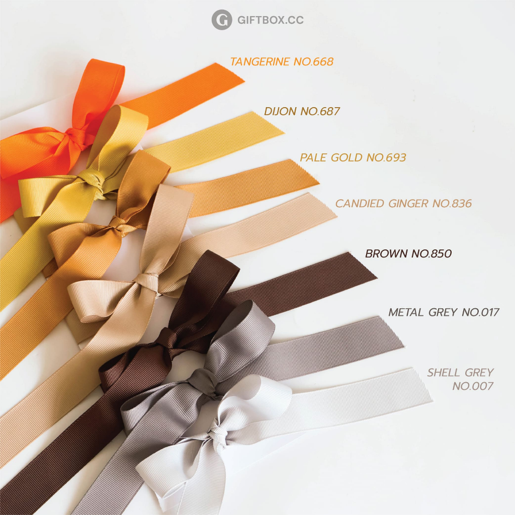 Ribbon - ริบบิ้นเนื้อผ้ากรอสเกรน ความกว้าง ขนาด 2.5 cm. ความยาว 3 เมตร ลายเส้นทอฟูก ริบบิ้นทำโบว์ ริบบิ้นผ้ากรอสเกรน