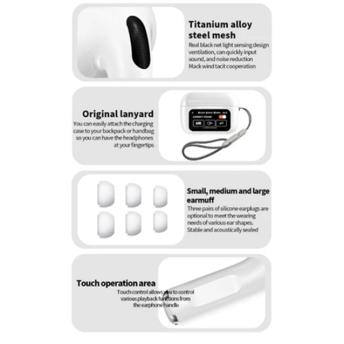 ใหม่ A9 Pro anc หูฟังไร้สายบลูทูธหน้าจอสัมผัสอัจฉริยะ 5.4 พร้อมไมโครโฟน IPX5 ลดเสียงรบกวน TWS และความเที่ยงตรงสูงหูฟังบล