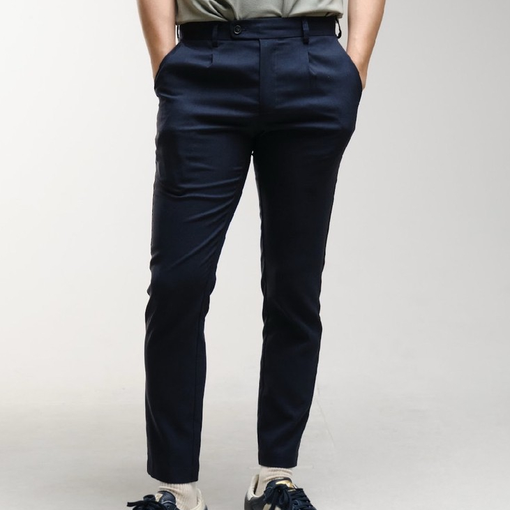 era-won กางเกงทำงานรุ่น Luxury details V3 ทรง Skinny Crop สี Dark Blue
