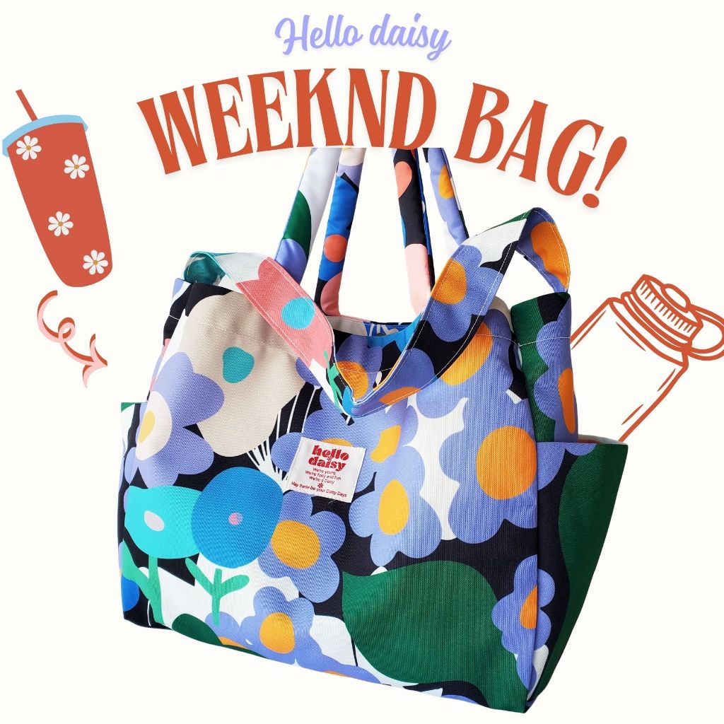 [พร้อมส่ง] Hello Daisy [แบรนด์ไทย]  กระเป๋าแคนวาส Weekend bag  ใส่notebook 15" IPad pro ช่องใส่กระบอ