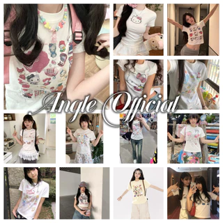 (จัดส่งตลอด 24 ชั่วโมง）Angle Official เสื้อยืดผู้หญิงฤดูร้อน ลุคหวานน่ารัก ทรงโอเวอร์ไซส์ สไตล์เกาหลี เข้ากับทุกชุด C23