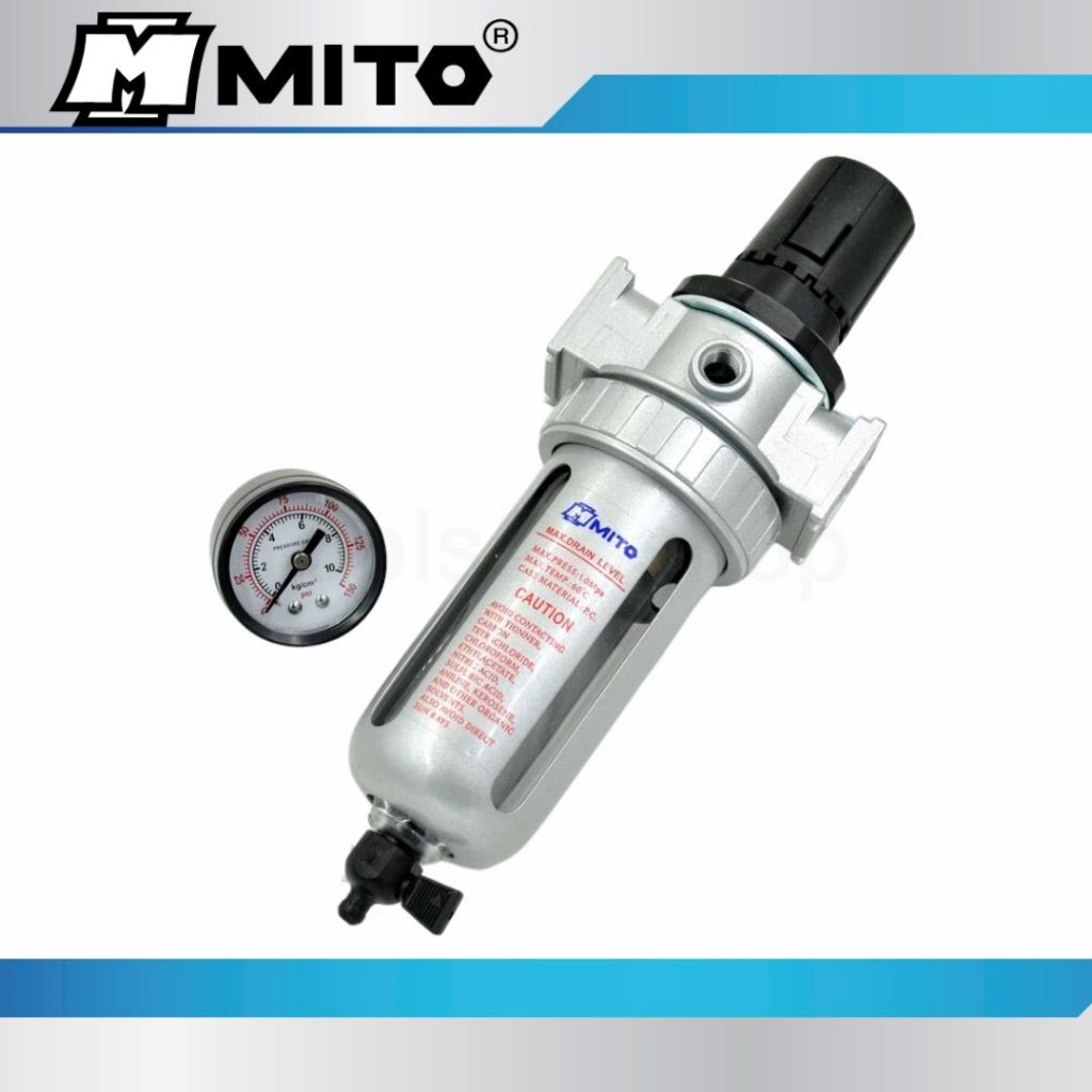 MITO ชุดฟิลเตอร์พร้อมตัวตั้งลม 1/4" - 1/2" No.FR802 - FR804 (Air Filter Regulator)