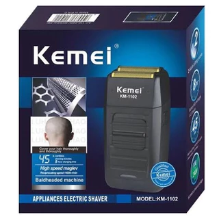 Kemei KM-1102 เครึองโกนหนวดแบบชาร์จไร้สายสำรับผุ้ชายมีดโกนหนวด2in1สำรับหนวดยาวสัน ฟรีถุงพกพา