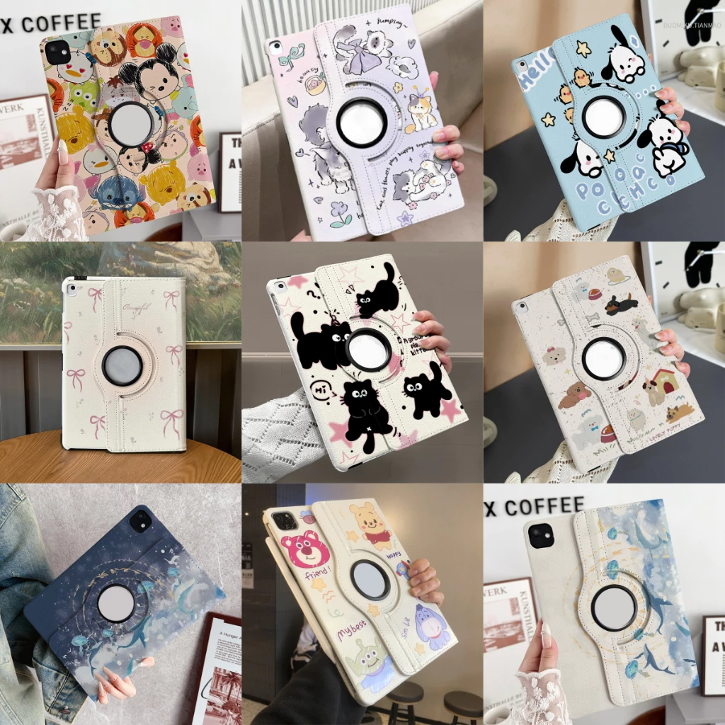 🌻24 ชั่วโมง🌻เคสป้องกัน iPad หมุนได้ 360°puppy&kitty เหมาะสำหรับรุ่น gen12 Air8 11 Air4/5/6/7 Gen11