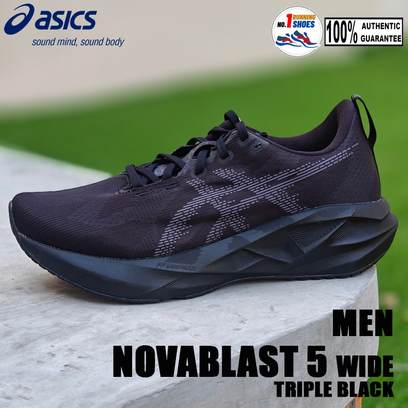 [✨FF Blast MAX/ WIDE] Asics รุ่น Novablast 5 2E 1011B975-002 สี Black/ carrier grey ของเเท้ 100%