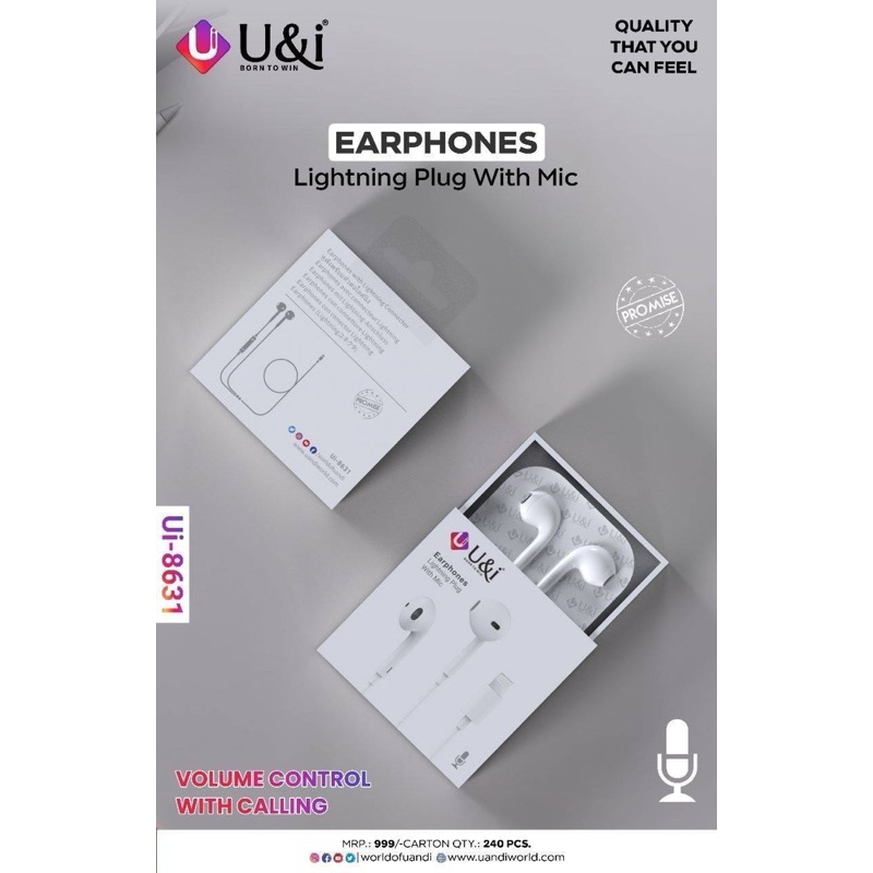 U&i หูฟังไอโฟนไม่ต้องเชื่อมต่อบลูทูธ U&I พร้อมกล่อง ไมโครโฟนในตัว Lighting สำหรับ IPhone 🔺มีรับประกัน🔺