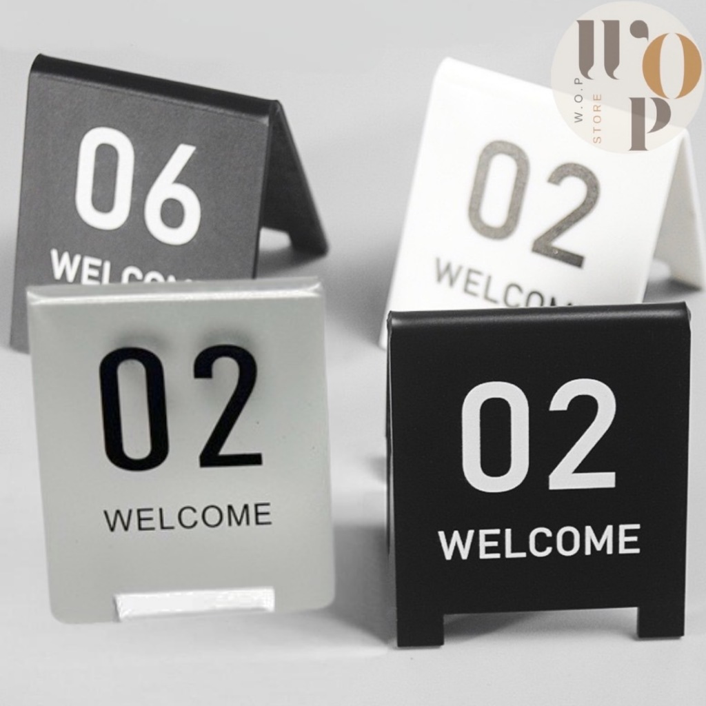 WOP Store พร้อมส่ง  ป้ายเลขโต๊ะ เลขเบอร์โต๊ะ ป้ายตัวเลขตั้งโต๊ะขนาด6x7cm  วัสดุเป็นอะคริลิค สีขาวขุ่นและสีดำ - รูปที่ 3
