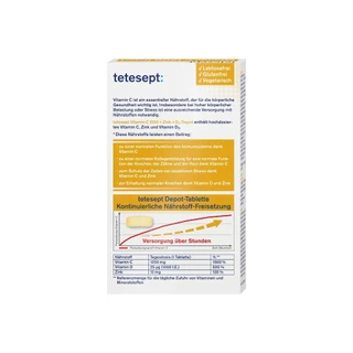 Tetesept วิตามินชนิดดูดซึมต่อเนื่อง วิตามินซี 1200 + ซิงค์ + D3 บรรจุ 30 เม็ด