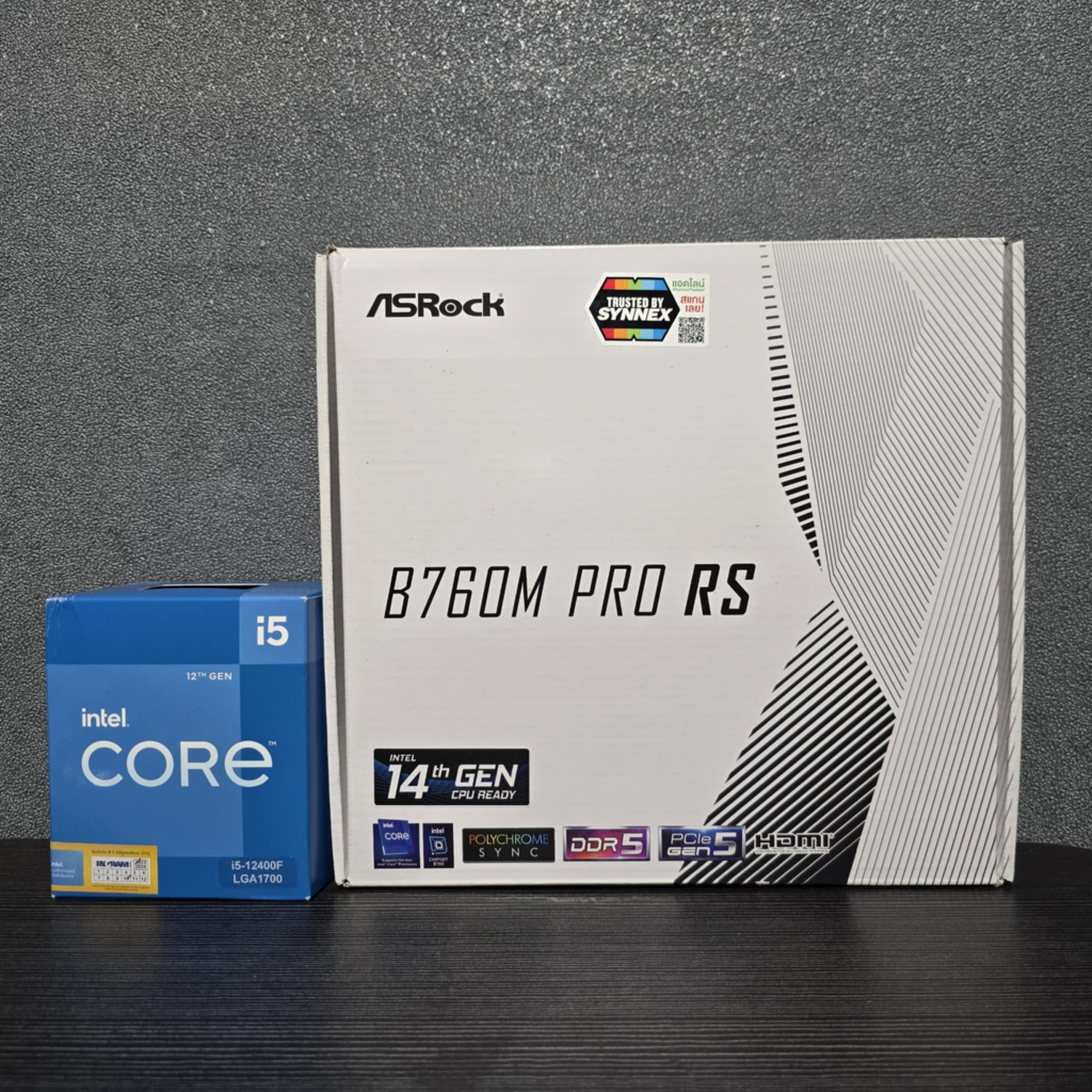CPU INTEL CORE I5 12400F 6C/12 + ASROCK B760M PRO RS (DDR5) (LGA 1700) (M-ATX) มือ2 (ครบกล่อง) มีประ