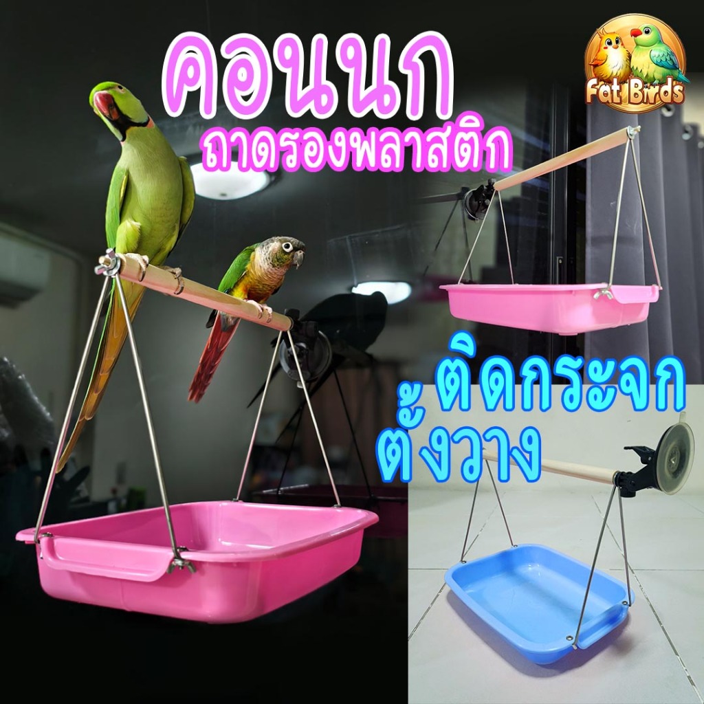 คอนนกไซค์ L สำหรับนกขนาดเล็ก-ขนาดกลาง มีถาดรองพลาสติก ตั้งวางหรือติดกระจกได้ พกพาสะดวก ถอดประกอบง่าย