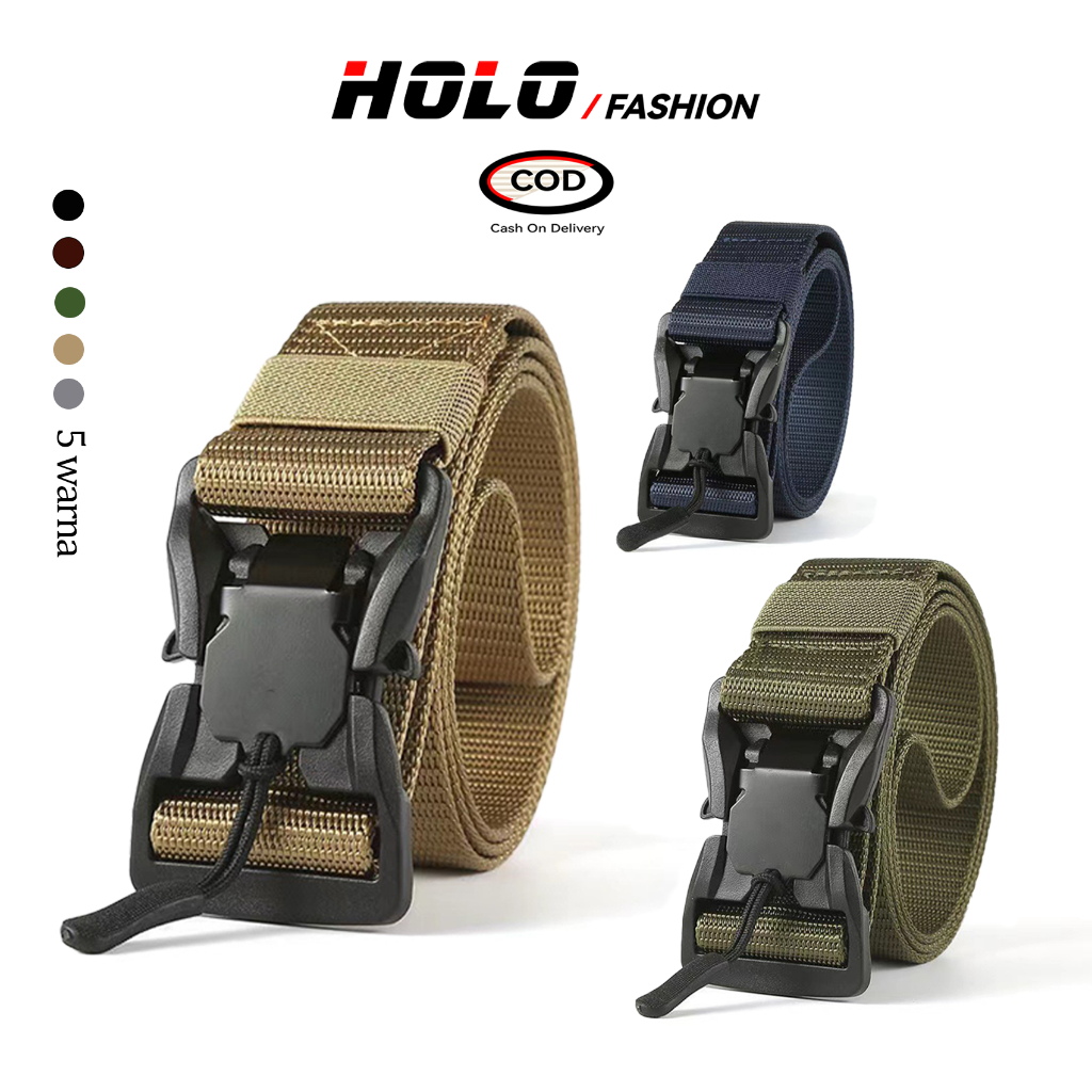 HOLO เข็มขัดผู้ชาย แฟชั่น ถักไนลอน เข็มขัดยุทธวิธี แม่เหล็กดูดหัวเข็มขัด หัวเข็มขัดดูดแม่เหล็กที่สะดวก