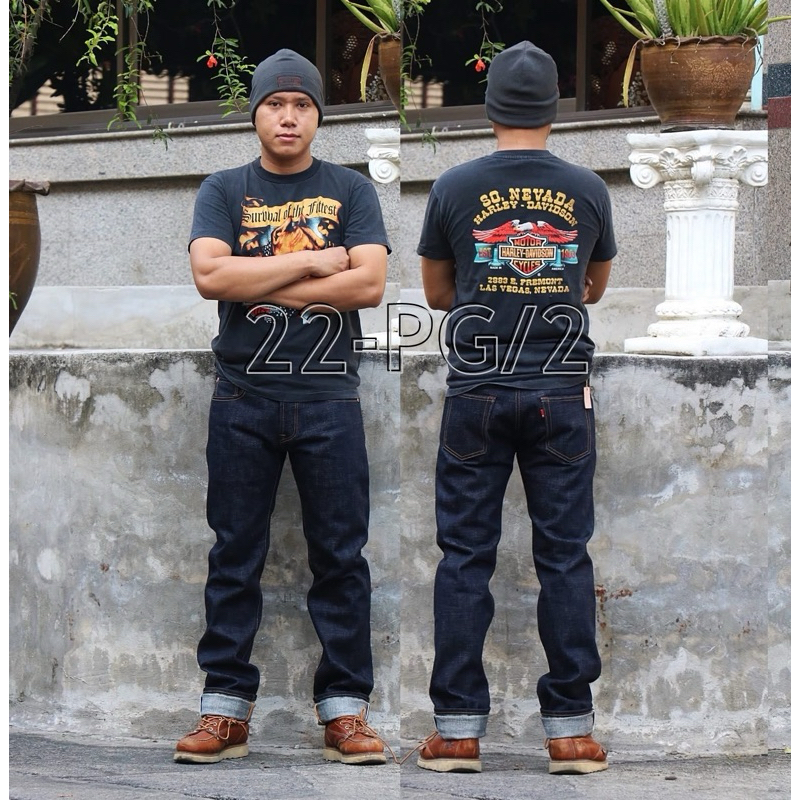 74 denim#22-PG/22ozทรงกะบอกเล็กslimและกะบอกตรงstraigh
