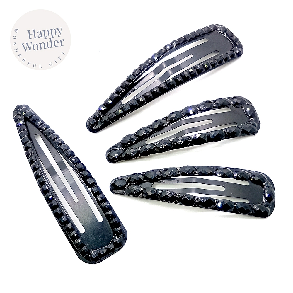 2 ชิ้น กิ๊บเป๊าะแป๊ะ กิ๊บดำ เพชรดำ วิบวับ hairclip