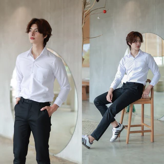 เสื้อนักศึกษาชาย แขนยาวและแขนสั้น ไซต์ S-56" ผ้าคอมทวิว ผ้าไมโคร ผ้าดิบ