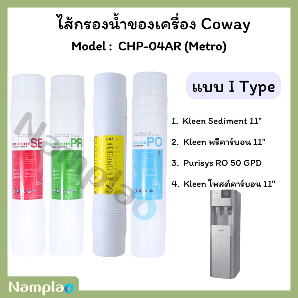 ชุดไส้กรองน้ำ อินไลน์ ระบบอาร์โอ Kleen x FT Korea x Ultratek สำหรับ Coway CHP-04AR Metro / CHP-671R thumbnail 5