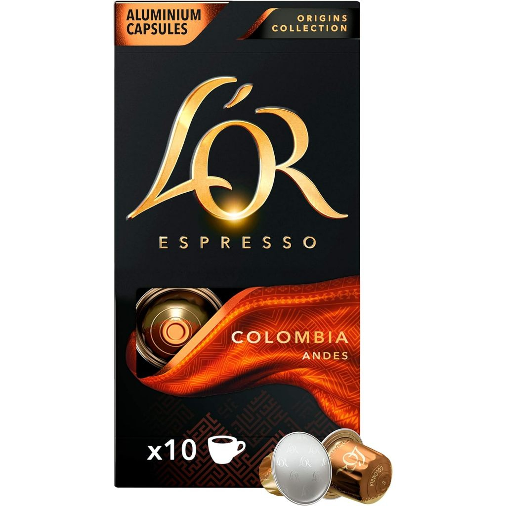 L'OR Espresso Colombia Intensity 8/12 Coffee Capsules 10 Pack/กาแฟแคปซูลลอร์ เอสเพรสโซ โคลอมเบีย 10 แคปซูล เนสเพรสโซ