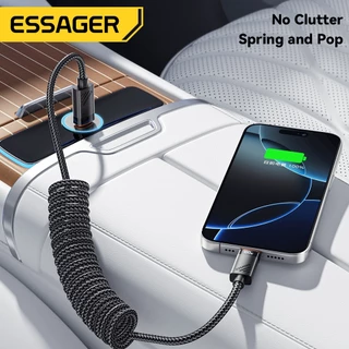 Essager สายชาร์จสปริง Type C ถึง Type C 100W/60W เร็ว เหมาะสำหรับการถ่ายโอนข้อมูลโทรศัพท์มือถือ สายเคเบิล 480Mbps