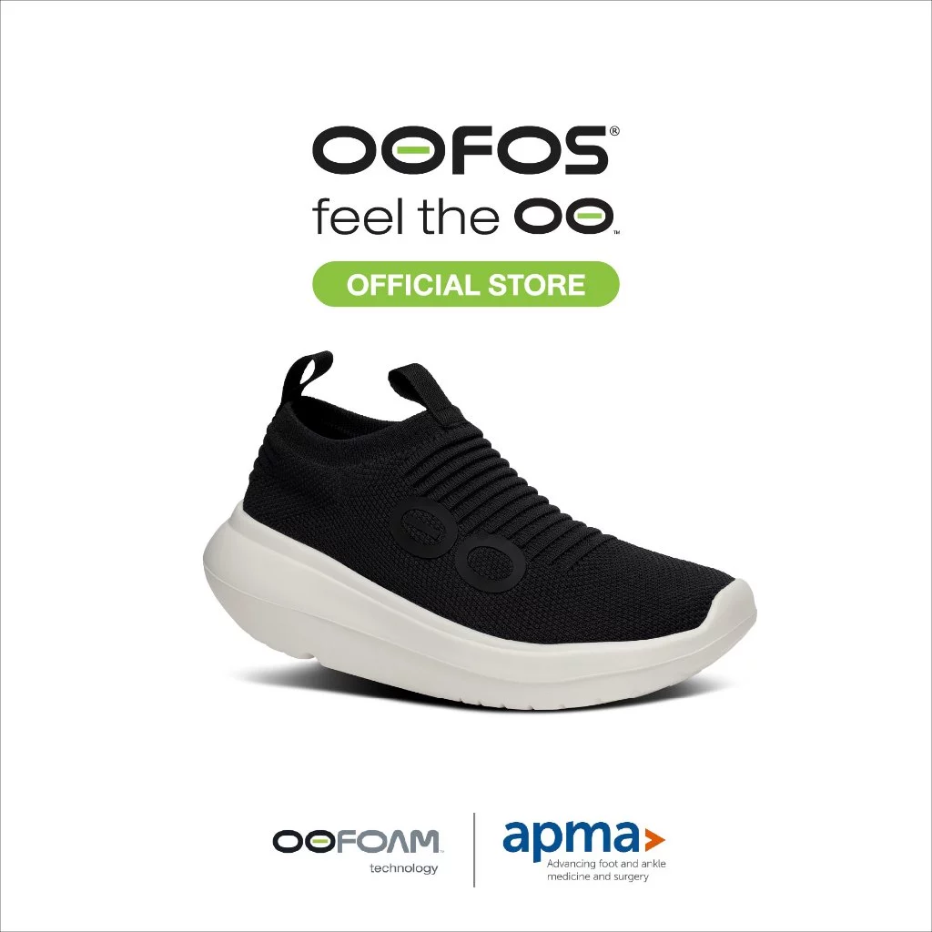 OOFOS Womens Oomy Zen Chalk Black - รองเท้าเพื่อการฟื้นฟู