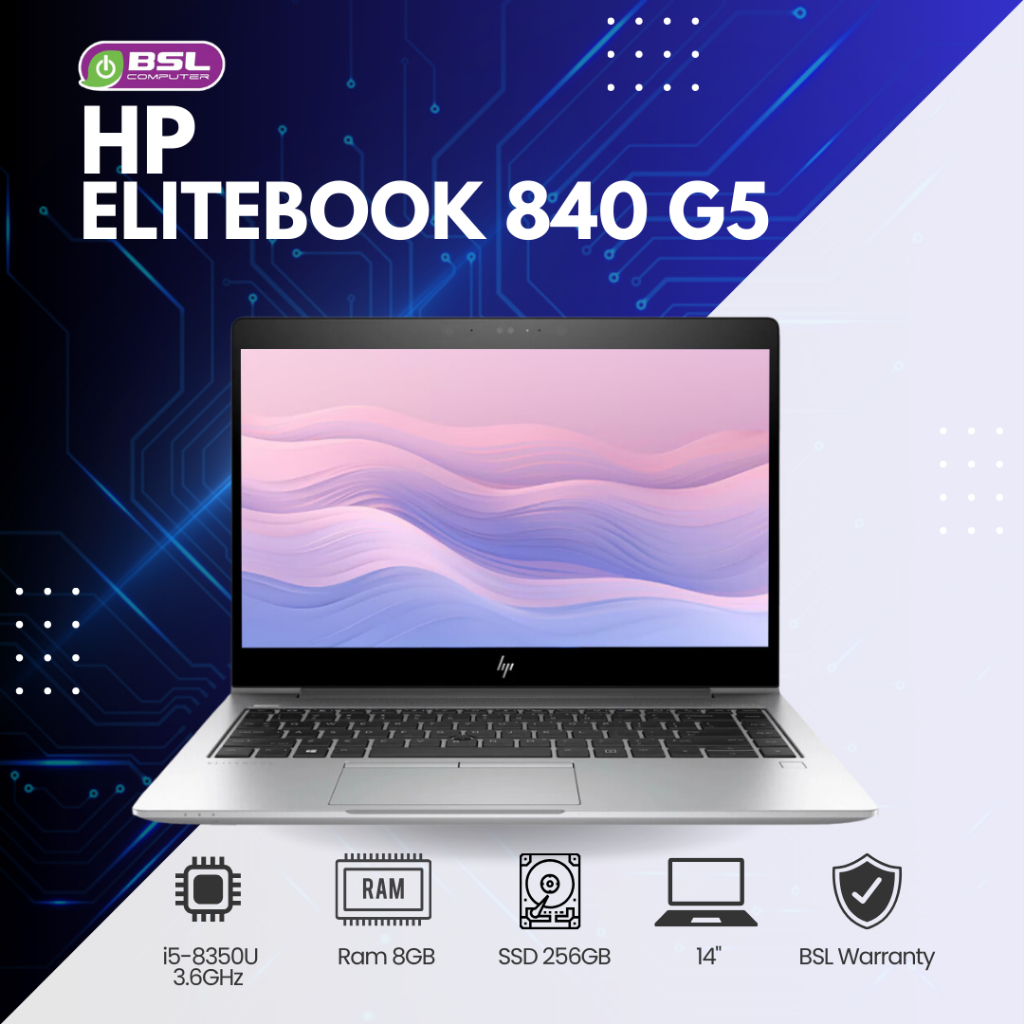 Laptop HP EliteBook 840 G5 i5 gen 8 โน๊ตบุ๊คมือสอง ลงโปรแกรมพร้อมใช้งาน พร้อมส่ง USED Laptop
