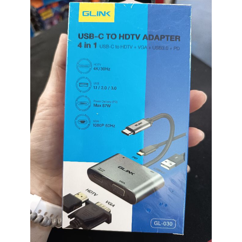 4in1 อะแดปเตอร์แปลง type C USB 3.1 เป็น HDMI VGA USD3.0 PD