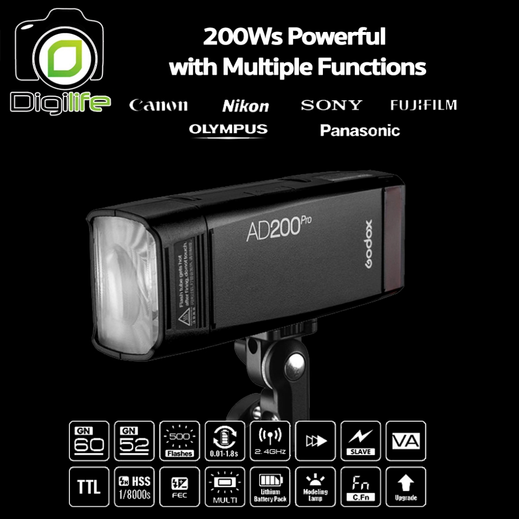 Godox Flash AD200Pro TTL HSS Pocket Flash - รับประกันศูนย์ Godox Thailand 3ปี / Digilife