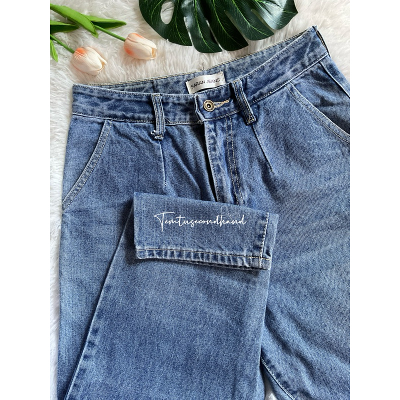 กางเกงยีนส์ Saran ทรงบอลลูนจีบแม่แอน SR058 (มือสอง)