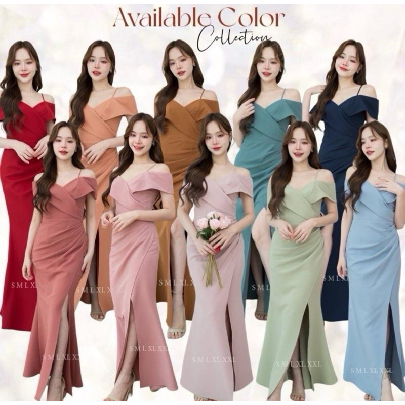D367 ชุดเพื่อนเจ้าสาว  ชุดออกงาน ชุดไปงาน s m l xl 2xl