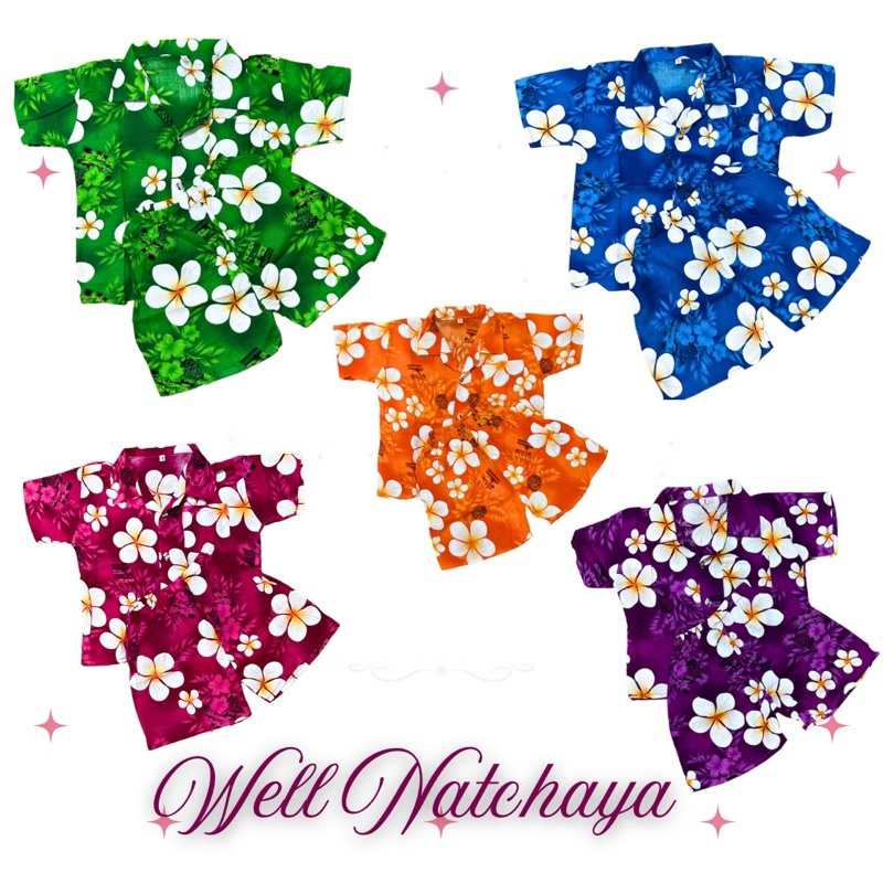 ชุดสงกรานต์ลายดอกเด็กเล็ก เสื้อฮาวายเด็กสำหรับ 1-8 ขวบ (คละลาย)