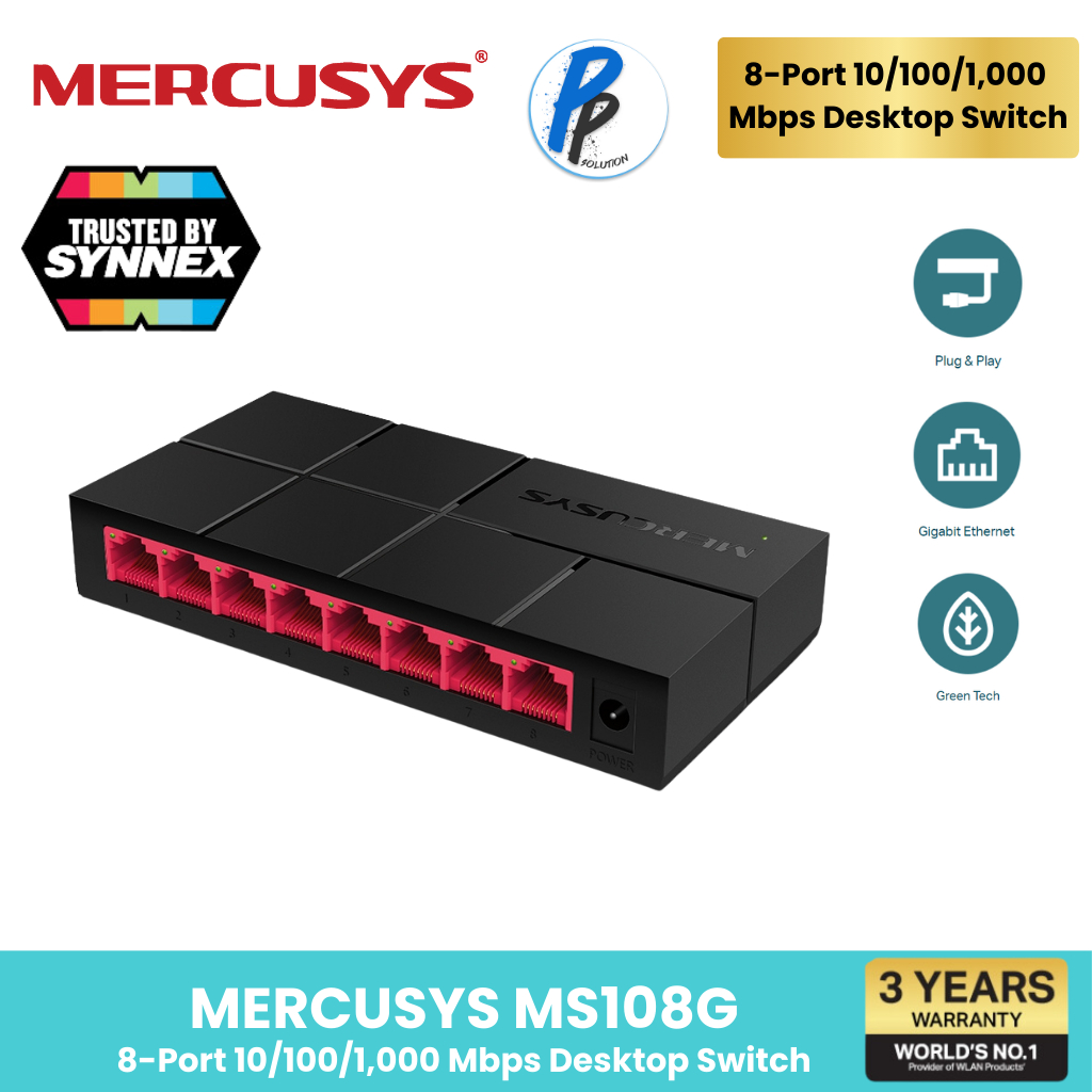 สวิตซ์ฮับ MERCUSYS (MS108G / MS105G) Gigabit Switching Hub 8 Port 10/100/1000 Mbps ประกัน 3 ปี