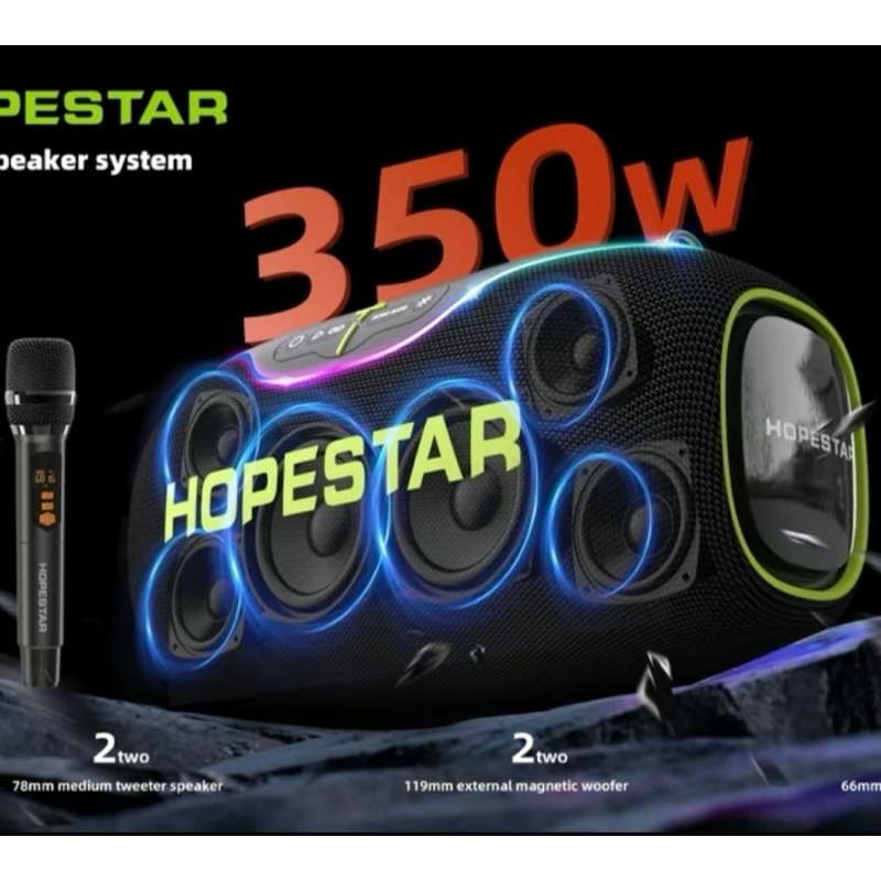 Hopestar A60/ A80 ลำโพงบลูทูธ 350วัตต์ พร้อมไมค์  ลำโพง6ดอก มีไฟRGB ปรับเบส3โหมด ของแท้100% Party130