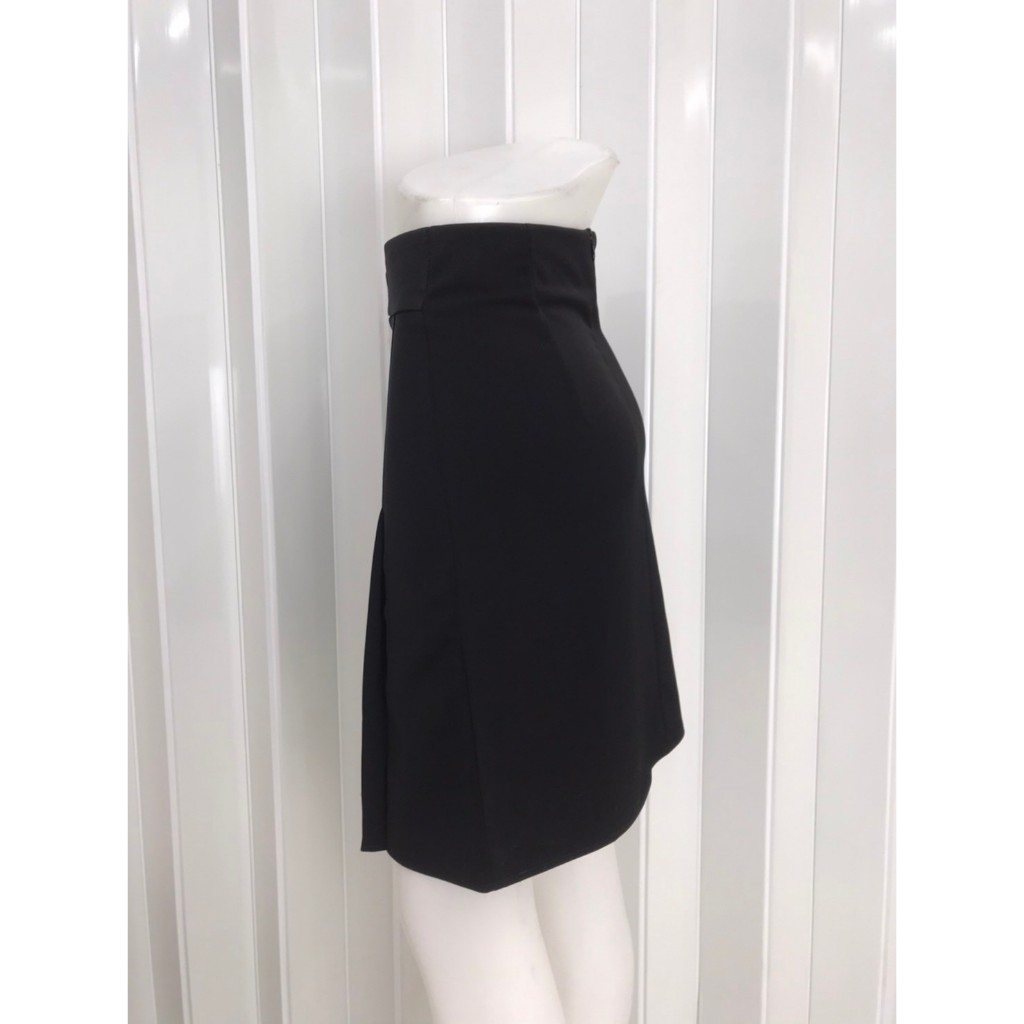 กระโปรงทำงาน ทรงเอ แต่งเข็มขัดตัวHสีทอง รหัส 007-659