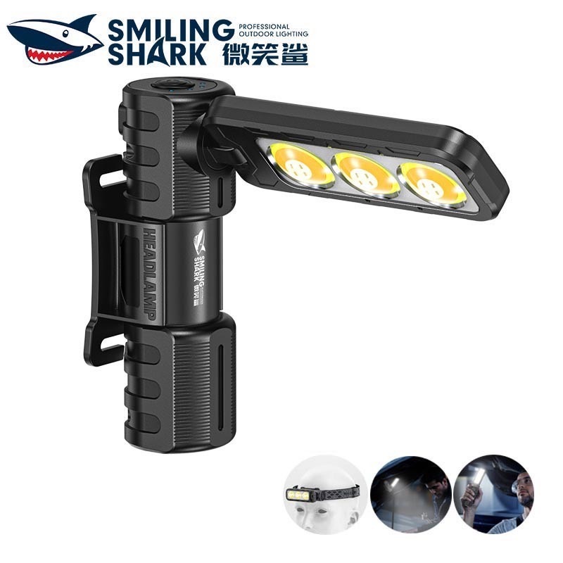 SmilingShark GZ5108 ไฟฉาย led ซัง ซุปเปอร์ไบร์ท แม่เหล็ก ไฟทำงาน พับได้ 180° ไฟหน้า 4โหมด Type-C ชาร์จใหม่ได้ กันน้ำสำหร – โปรปัง